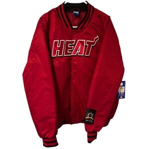 Red Miami Heat Snap Button Jacket Ultra Game Size S